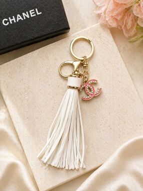 ✨ Handmade Upcycled Chanel Charm Keychain – One of a Kind Tassel Accessory ✨